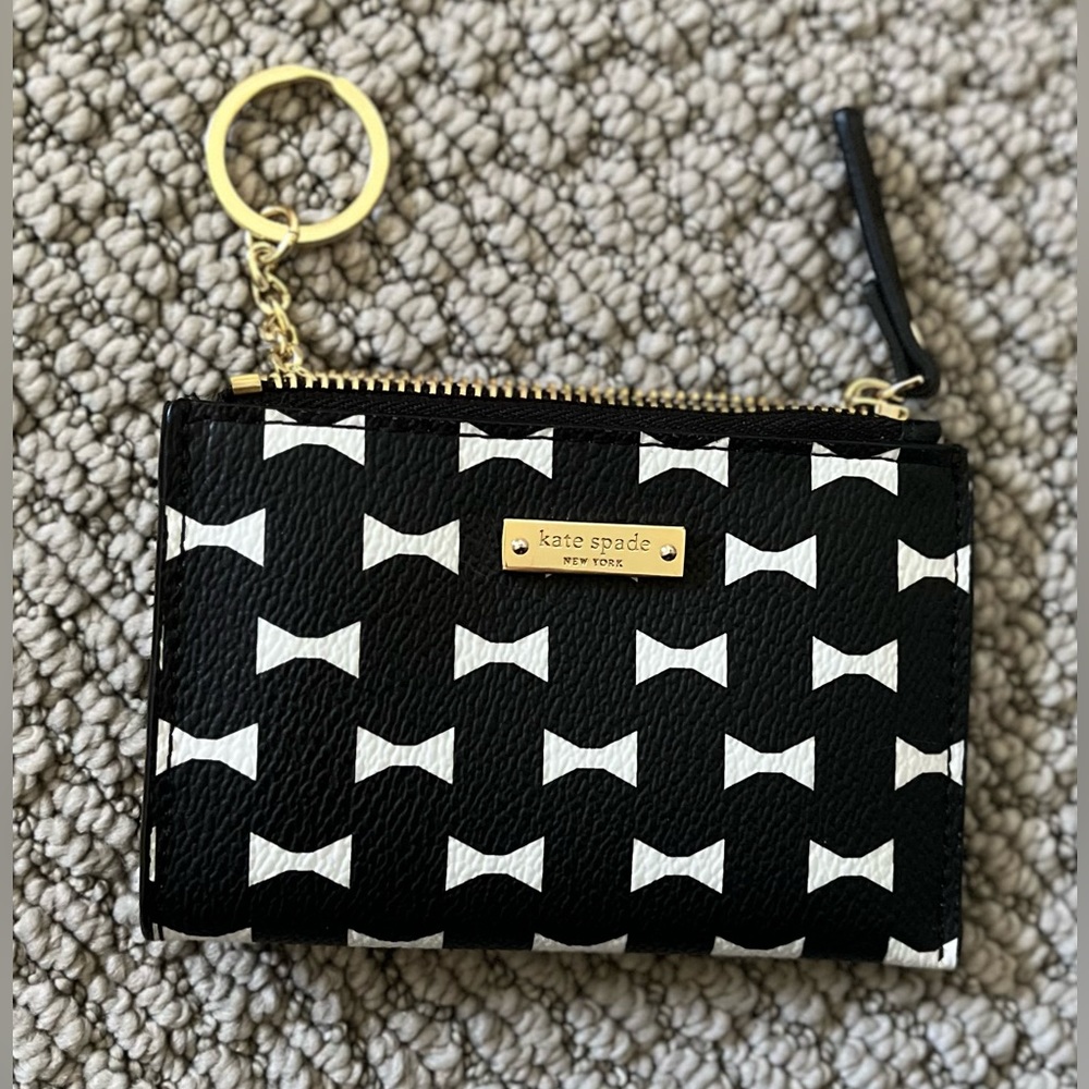 Kate spade coin purse wallet small wallet black tie black and white coin purse